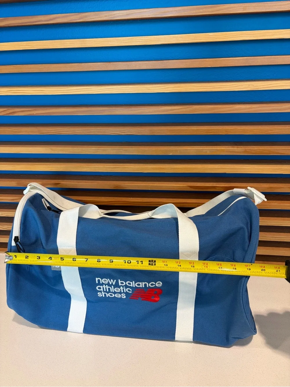 NWT New Balance Royal Blue Duffel with White Straps and Red Logo